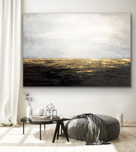 Load image into Gallery viewer, Black White Gold Painting on Canvas Contemporary Art Decor Wp011