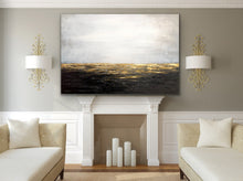 Load image into Gallery viewer, Black White Gold Painting on Canvas Contemporary Art Decor Wp011
