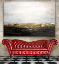 Load image into Gallery viewer, Black White Gold Painting on Canvas Contemporary Art Decor Wp011