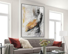 Load image into Gallery viewer, Black White Yellow Abstract Painting Oversized Modern Canvas Painting Sp072