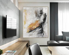 Load image into Gallery viewer, Black White Yellow Abstract Painting Oversized Modern Canvas Painting Sp072