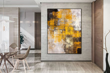 Load image into Gallery viewer, Black And White Yellow Abstrac Painting Apartment Decor Kp076