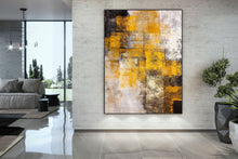 Load image into Gallery viewer, Black And White Yellow Abstrac Painting Apartment Decor Kp076