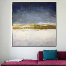 Load image into Gallery viewer, Blue Abstract Painting Gold Contemporary Art Office Painting Sp017