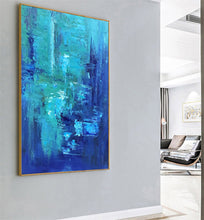 Load image into Gallery viewer, Blue Abstract Painting Texture Palette Knife Modern Painting Wp054