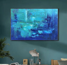 Load image into Gallery viewer, Blue Abstract Painting Texture Palette Knife Modern Painting Wp054