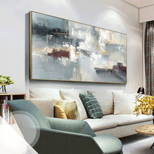 Load image into Gallery viewer, Blue And Gray Abstract Painting Palette Knife Contemporary Art Sp052