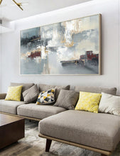 Load image into Gallery viewer, Blue And Gray Abstract Painting Palette Knife Contemporary Art Sp052