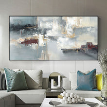 Load image into Gallery viewer, Blue And Gray Abstract Painting Palette Knife Contemporary Art Sp052