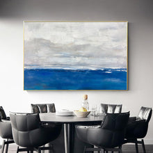 Load image into Gallery viewer, Blue And White Abstract Art Painting Palette Knife Contemporary Art Sp086