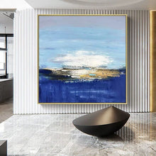 Load image into Gallery viewer, Blue And White Abstract Canvas Painting Handmade Textured Painting Wp031