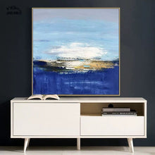 Load image into Gallery viewer, Blue And White Abstract Canvas Painting Handmade Textured Painting Wp031