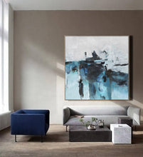 Load image into Gallery viewer, Blue And White Abstract Painting Modern Wall Abstract Art Sp063