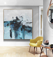 Load image into Gallery viewer, Blue And White Abstract Painting Modern Wall Abstract Art Sp063