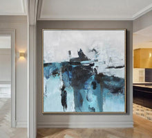Load image into Gallery viewer, Blue And White Abstract Painting Modern Wall Abstract Art Sp063