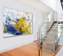 Load image into Gallery viewer, Blue Energy Yellow Abstract Painting Oversized Colorful Canvas Art Sp104