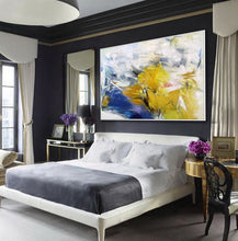 Load image into Gallery viewer, Blue Energy Yellow Abstract Painting Oversized Colorful Canvas Art Sp104