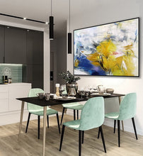 Load image into Gallery viewer, Blue Energy Yellow Abstract Painting Oversized Colorful Canvas Art Sp104
