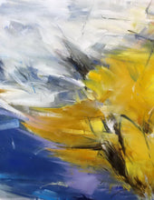 Load image into Gallery viewer, Blue Energy Yellow Abstract Painting Oversized Colorful Canvas Art Sp104
