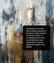 Load image into Gallery viewer, Blue Gray Abstract Painting Gold Leaf Art Modern Canvas Art Sp045