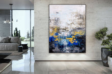 Load image into Gallery viewer, Blue Gray Gold Abstract Painting Coloful Paintings Modern Art Kp122