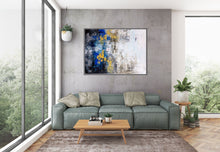 Load image into Gallery viewer, Blue Gray Gold Abstract Painting Coloful Paintings Modern Art Kp122