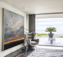 Load image into Gallery viewer, Blue Gray Sky Abstract Painting On Canvas Living Room Art Sp036