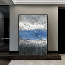 Load image into Gallery viewer, Blue Grey Canvas Painting Handmade Textured Dark Grey Wp030