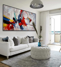 Load image into Gallery viewer, Blue Red White Abstract Painting Palette Knife Contemporary Painting Sp087