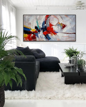 Load image into Gallery viewer, Blue Red White Abstract Painting Palette Knife Contemporary Painting Sp087