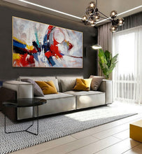 Load image into Gallery viewer, Blue Red White Abstract Painting Palette Knife Contemporary Painting Sp087