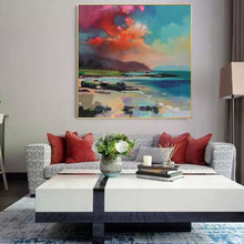 Load image into Gallery viewer, Blue Sea Painting Scenery Seascape Canvas Art Red Landscape Wp072