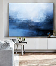 Load image into Gallery viewer, Blue Sky Abstract Painting Dark Blue Ocean Painting Sp084