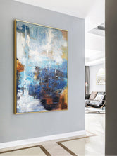 Load image into Gallery viewer, Blue White Abstract Art Painting Palette Knife Contemporary Art Sp085