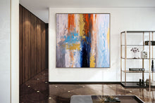 Load image into Gallery viewer, Blue White Gold Abstract Painting Coloful Paintings On Canvas Kp118