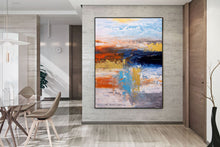 Load image into Gallery viewer, Blue White Gold Abstract Painting Coloful Paintings On Canvas Kp118
