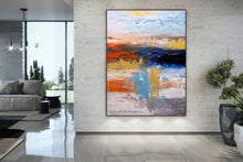 Load image into Gallery viewer, Blue White Gold Abstract Painting Coloful Paintings On Canvas Kp118