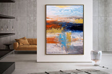 Load image into Gallery viewer, Blue White Gold Abstract Painting Coloful Paintings On Canvas Kp118
