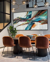 Load image into Gallery viewer, Blue White Gold Abstract Patinting Colorful Modern Canvas Art Wp025