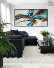 Load image into Gallery viewer, Blue White Gold Abstract Patinting Colorful Modern Canvas Art Wp025