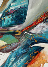 Load image into Gallery viewer, Blue White Gold Abstract Patinting Colorful Modern Canvas Art Wp025
