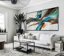 Load image into Gallery viewer, Blue White Gold Abstract Patinting Colorful Modern Canvas Art Wp025