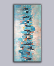 Load image into Gallery viewer, Blue White Pink Abstract Acrylic Painting Modern Art Wp079