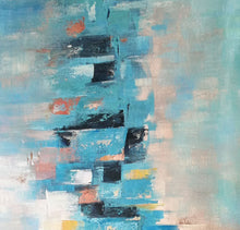 Load image into Gallery viewer, Blue White Pink Abstract Acrylic Painting Modern Art Wp079