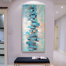 Load image into Gallery viewer, Blue White Pink Abstract Acrylic Painting Modern Art Wp079
