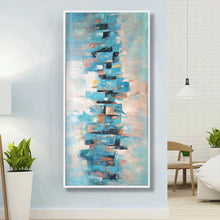 Load image into Gallery viewer, Blue White Pink Abstract Acrylic Painting Modern Art Wp079