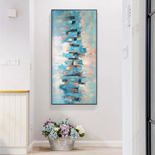 Load image into Gallery viewer, Blue White Pink Abstract Acrylic Painting Modern Art Wp079