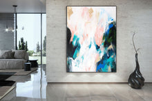 Load image into Gallery viewer, Blue White Pink Abstract Canvas Art Original Paintings Kp117