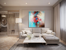 Load image into Gallery viewer, Blue White Red Abstract Painting Living Room Art Sp030
