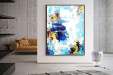 Load image into Gallery viewer, Blue White Yellow Abstract Painting Coloful Paintings On Canvas Kp119